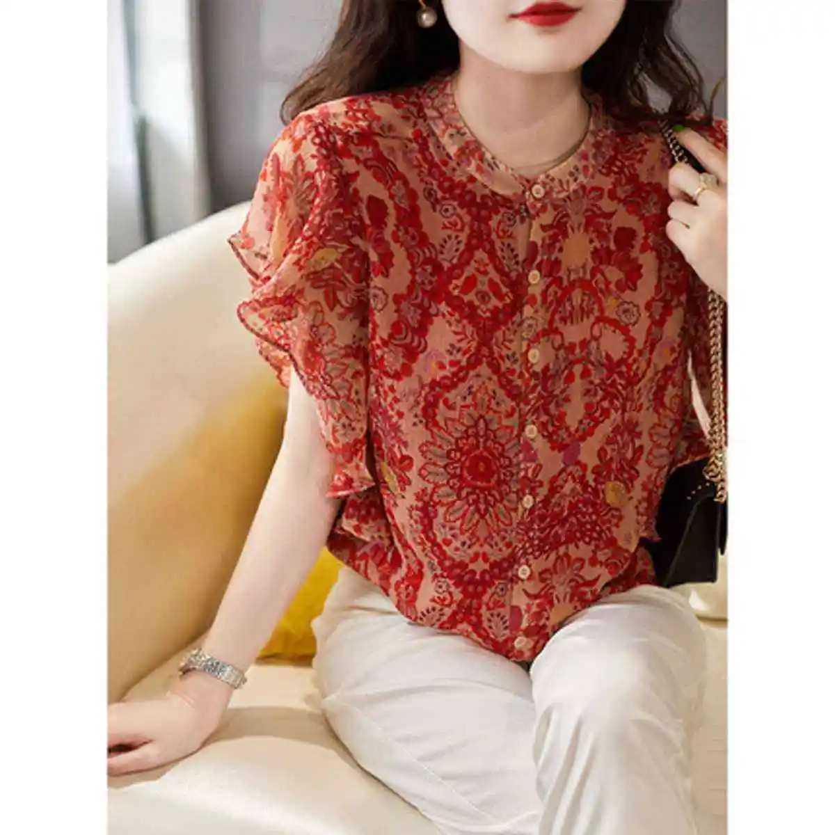 Gasa para mujer irt ort SVE novedad de verano versión coreana Sle nudo recto mezcla de algodón fino seis longitud Sve