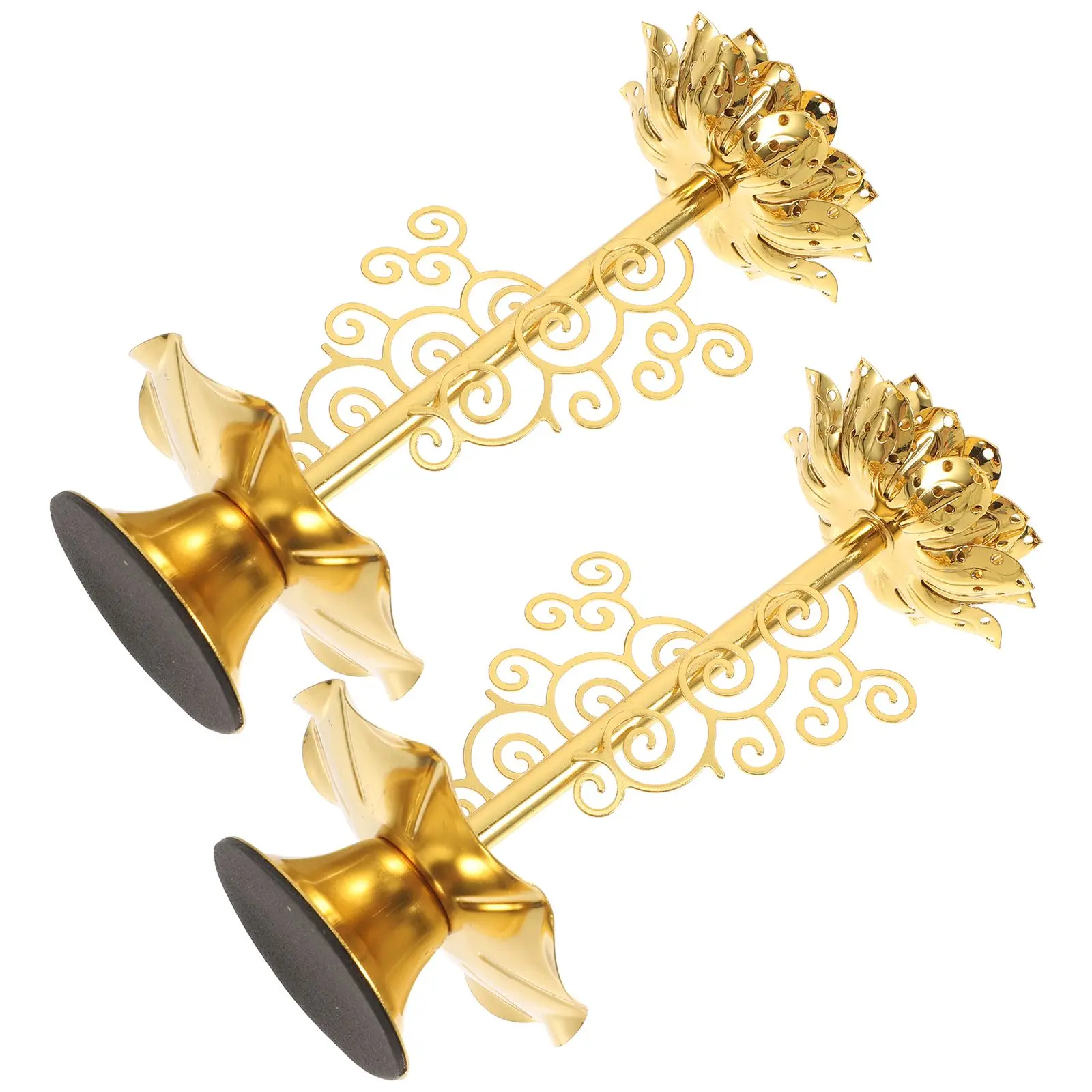 

2 Pcs Alloy Holder Butter Lamp Candlesticks Decorative Base Desktop Ornament