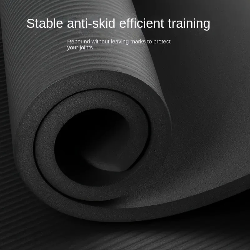 Herren Ultra-Dicke Sportmatte, 10mm Dicke Schwarze Yogamatte, Schalldicht und Stoßabsorbierend, Sehr Geeignet für Heim- und Fitnessübungen – Detail 6