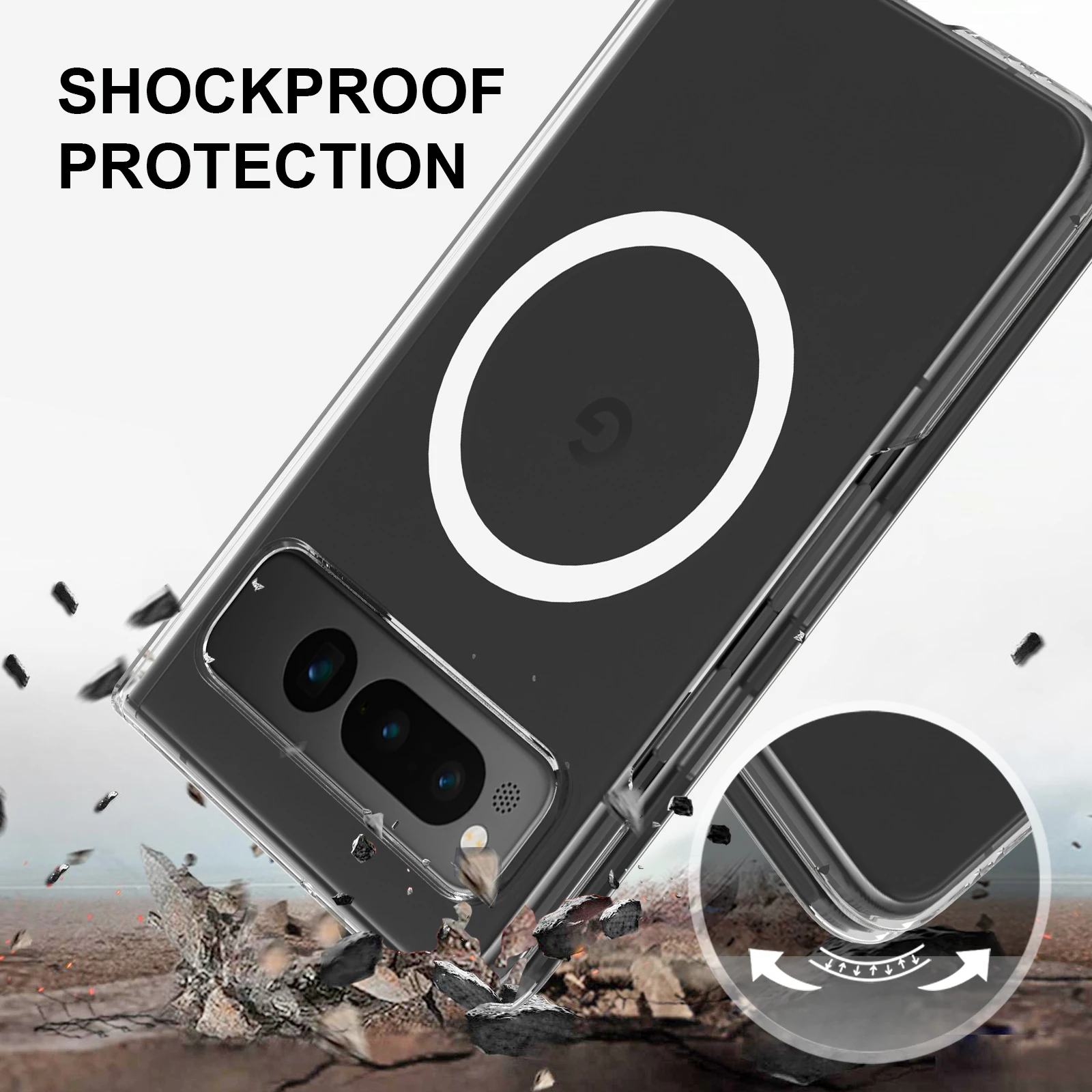For Google Pixel Fold Magsafe Case High transparency Shockproof Protection Hard Wireless Charging Magnetic Cover Accessories