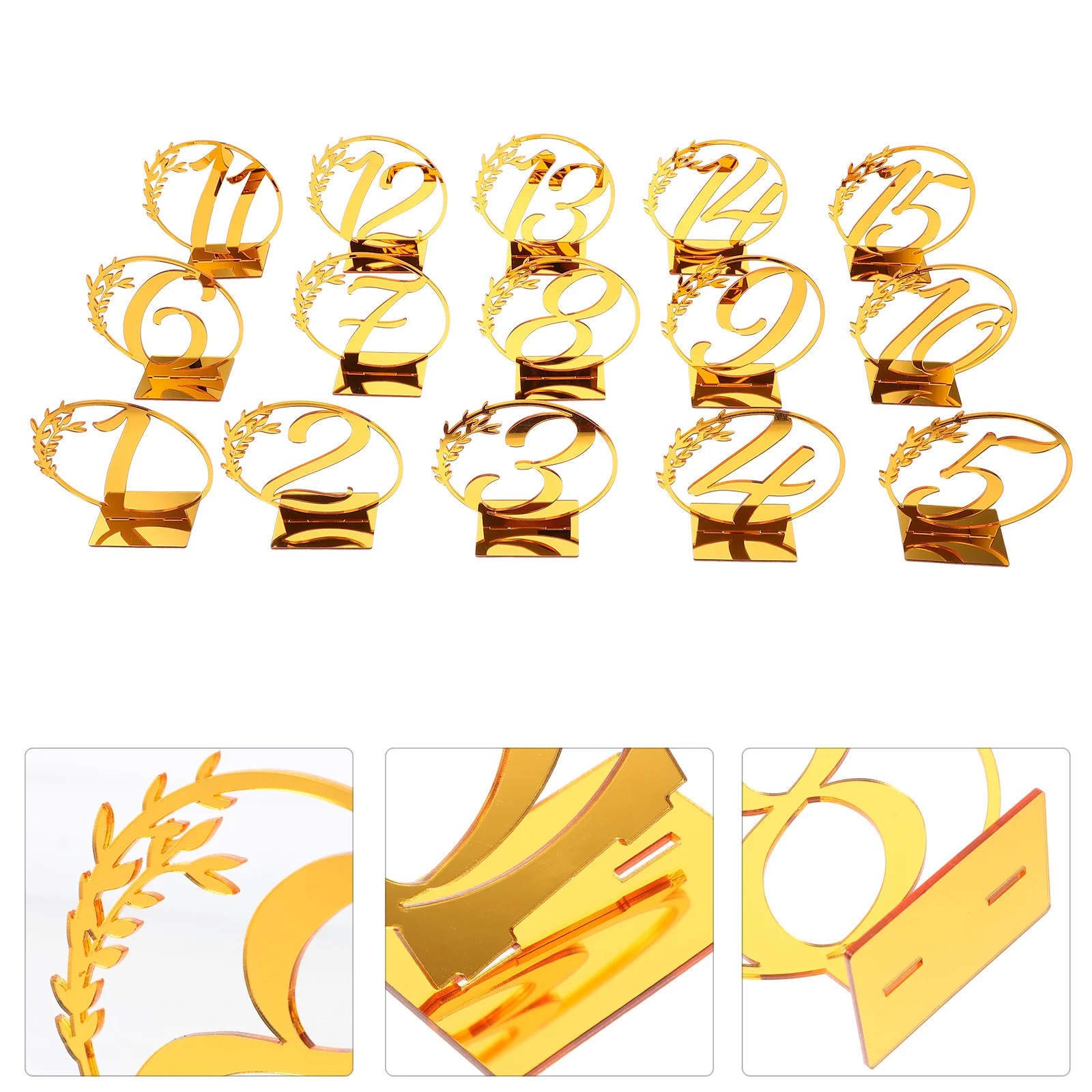 

15Pcs Elegant Table Numbers Cards Modern Reusable Seats Signs for Wedding Birthday Festival Reception Table Decor