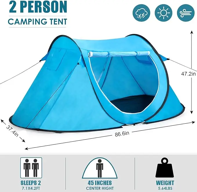 Automatic pop-up waterproof camping tent portable fiberglass pole instant design outdoor