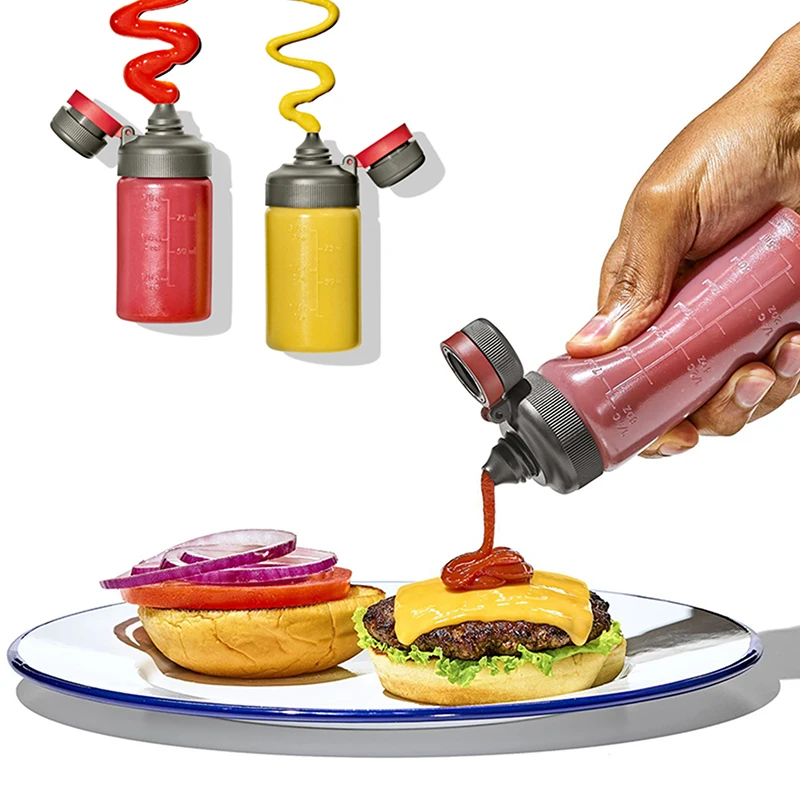 3/6oz Leak‑Proof Squeeze Bottle with Scale Portable Salad Sauce Oil Condiment Container for Kitchen Outdoor Picnic Use