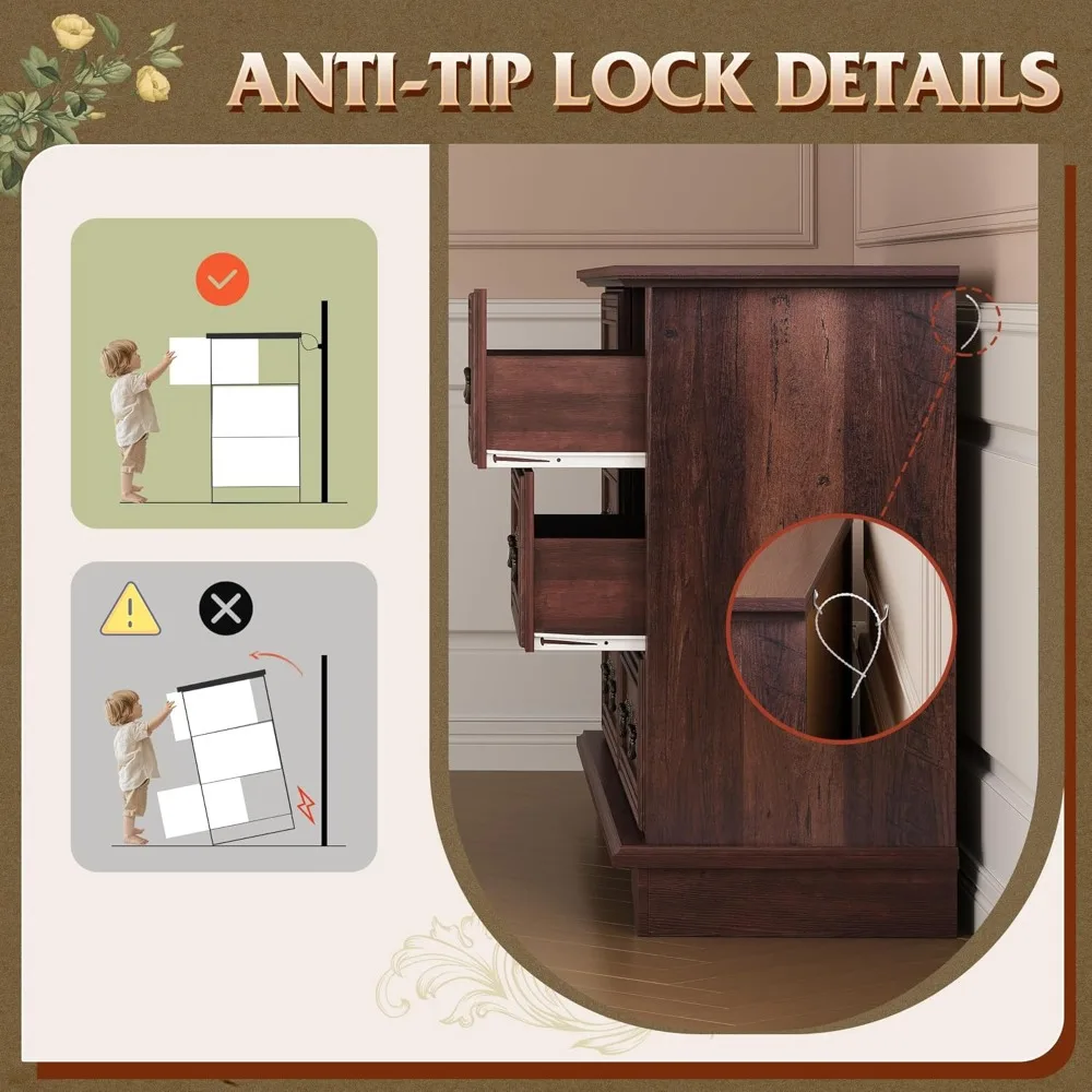 Holzkommode mit Schublade, Bauernhaus-Aufbewahrungskommode-Organizer mit römischem Metallgriff, Kommode für Wohnzimmer, Schlafzimmer