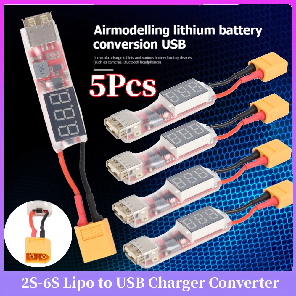 

5 шт. 2S-6S Lipo литиевая батарея, преобразователь зарядного устройства, портативное зарядное устройство, преобразователь питания для мобильных телефонов, USB-вентиляторы