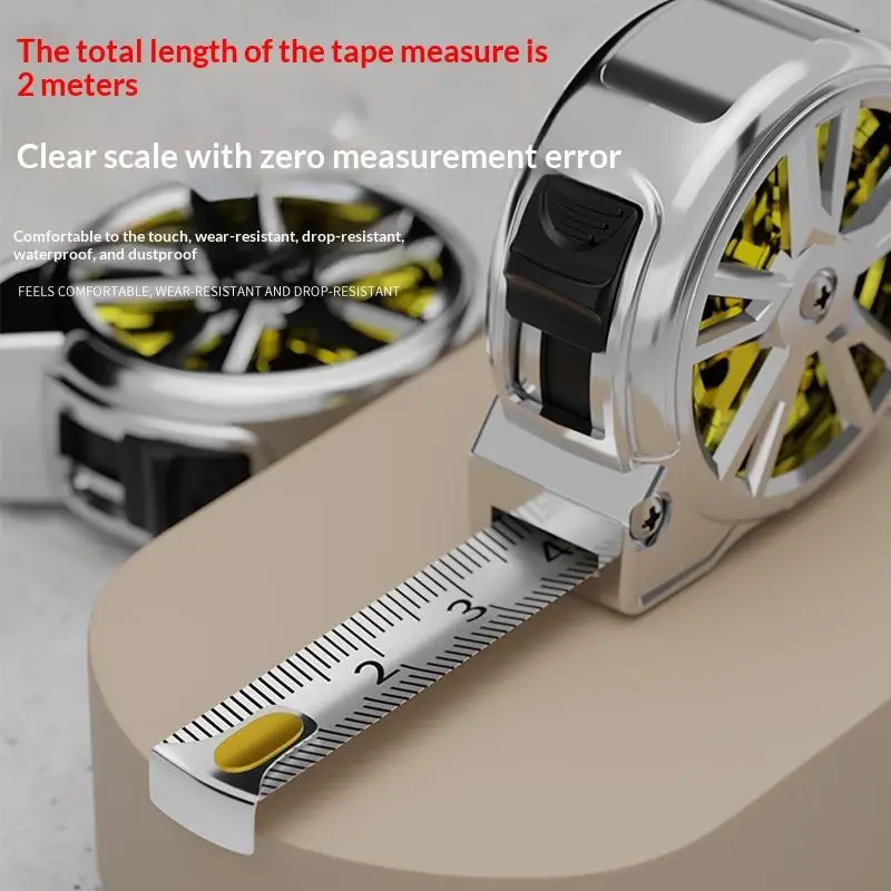 Hot 1Pcs Stainless Steel Keychain Design Household Measuring Tool For DIY Crafting And Sewing 2 Meters Retractable Tape Measure
