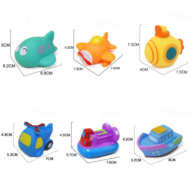 Baby Toys Cute Animals Bath Toys Colorful Soft Rubber Car Float Squeeze Sound Swimming Water Toy for Baby 0 12 24Months