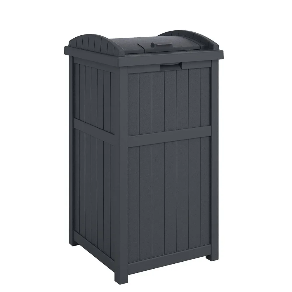 Outdoor Waste Bin Trash Hideaway Container with Latching Lid, 33 Gallon Capacity