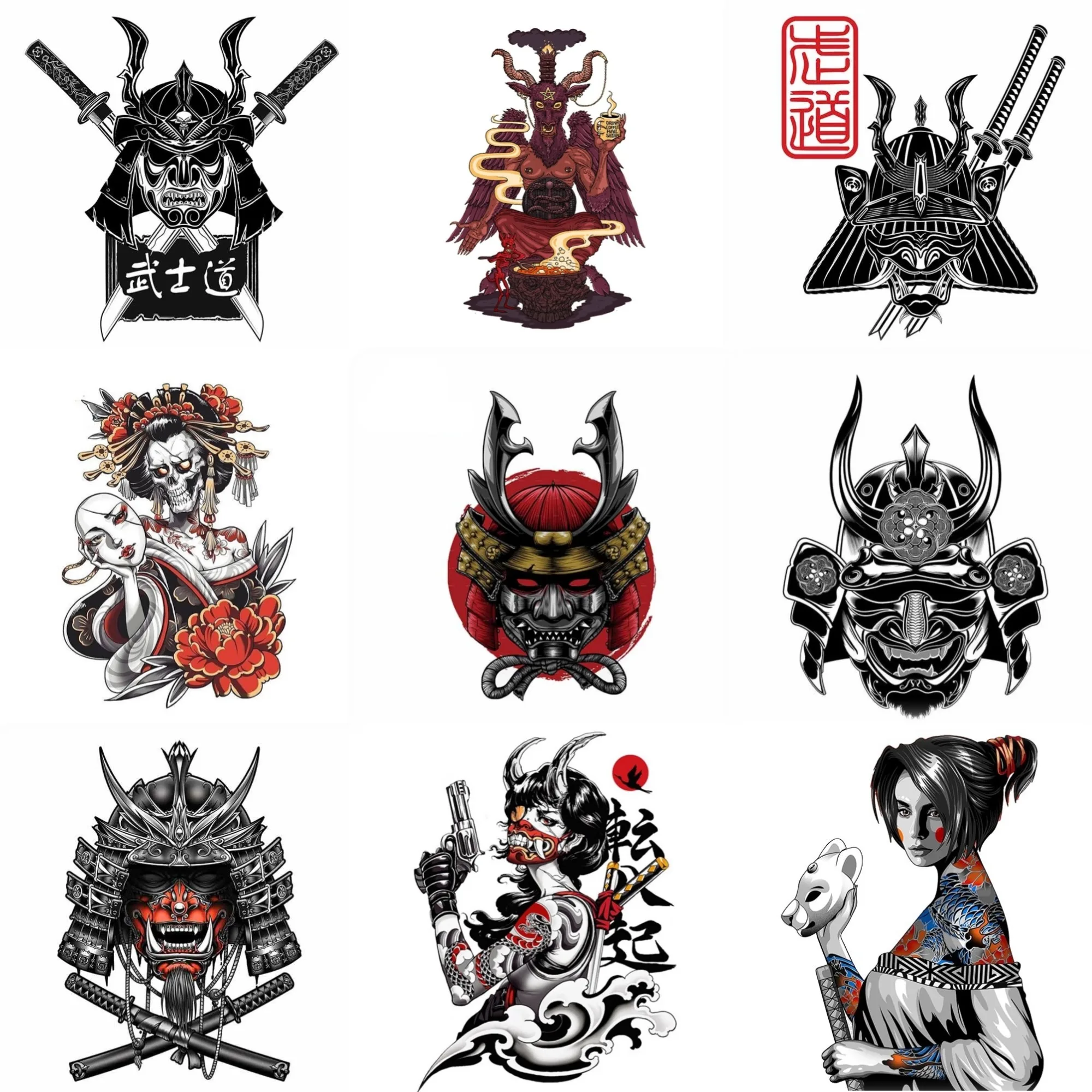 

Samurai Ninja Ghost Warrior creative PVC Sticker for Decorate car truck bicycle helmet window wall Fridge Table Decal Accessorie