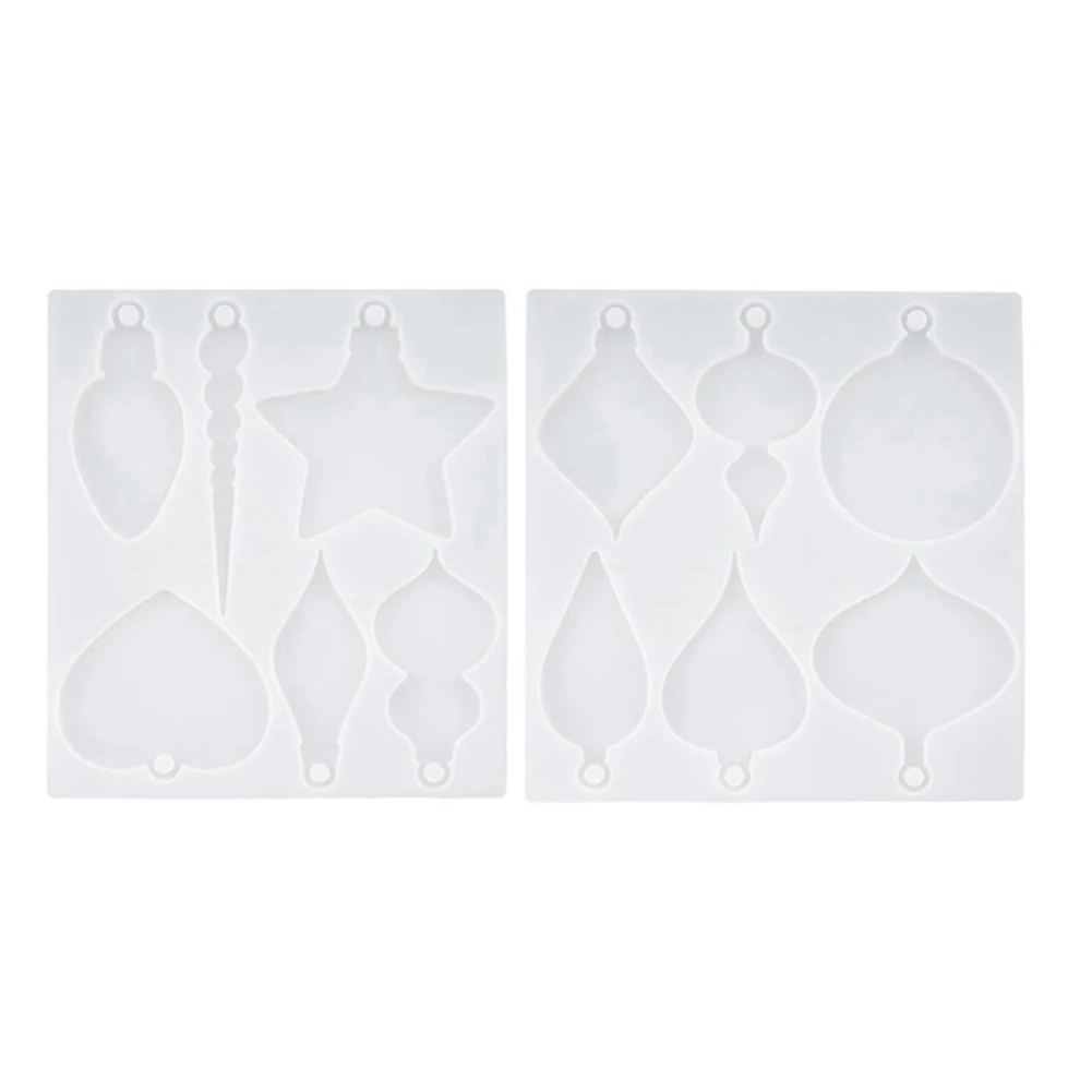 CGG-2 Pcs Christmas Resin Molds, 12 Different Shapes Christmas Ornaments Resin Molds, Xmas Silicone Molds for Resin Casting