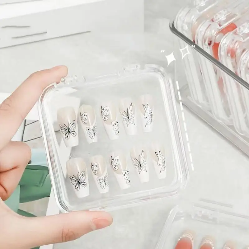 10/20 قطعة الصحافة على مسمار تخزين صناديق أكريليك البلاستيك الشفاف واضح مسمار صناديق مجوهرات تخزين أداة الملحقات #2