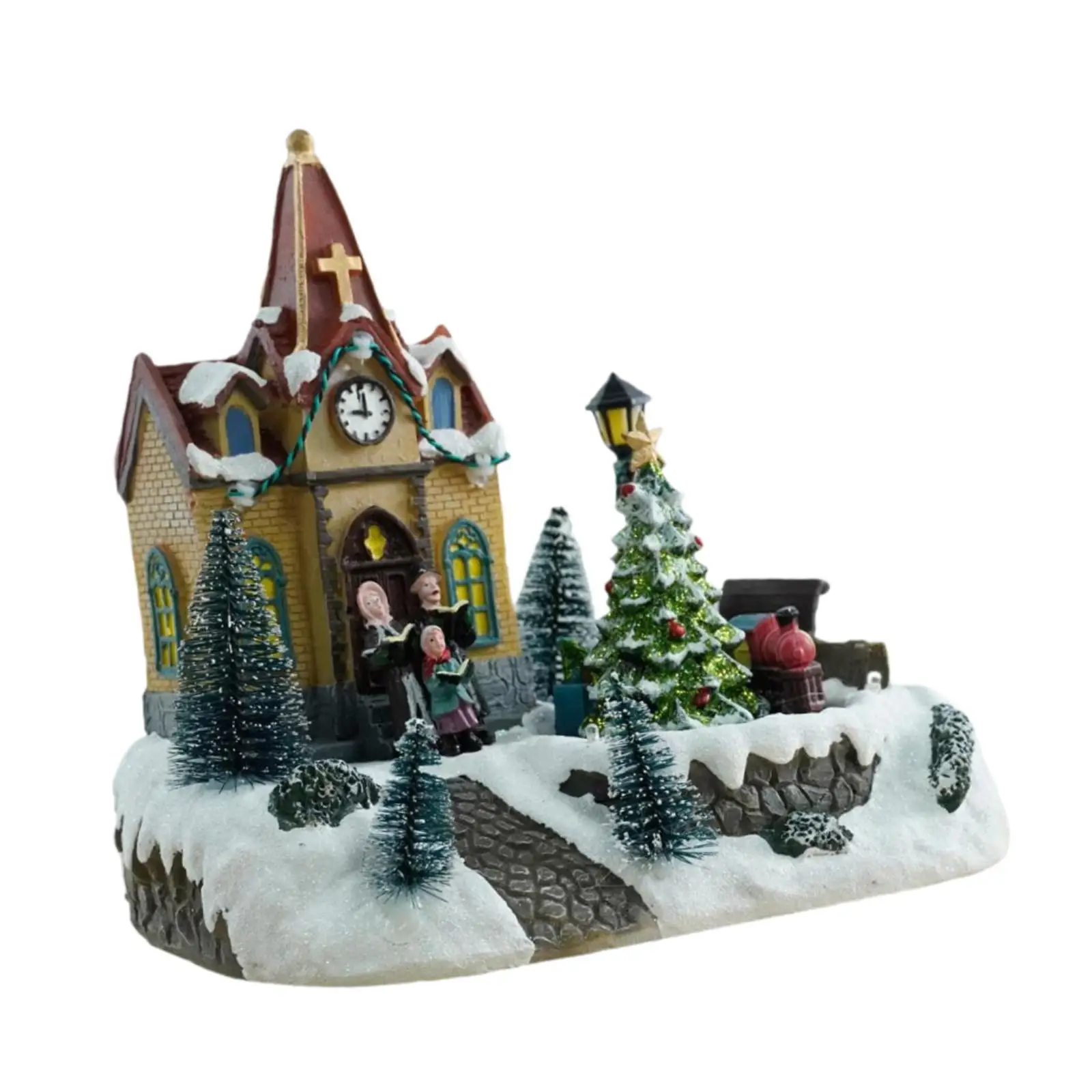 

Lighted Christmas Village House Figurine Church for Xmas Decor Home Holiday