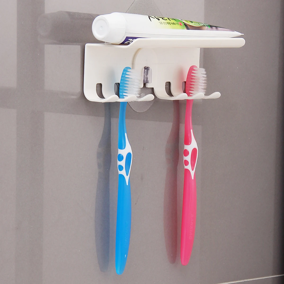 4 Slots Wall Mount Toothbrush Holder Self Adhesive Toothbrush Storage Organizer for Shower Toothpaste & Toothbrush Hanger