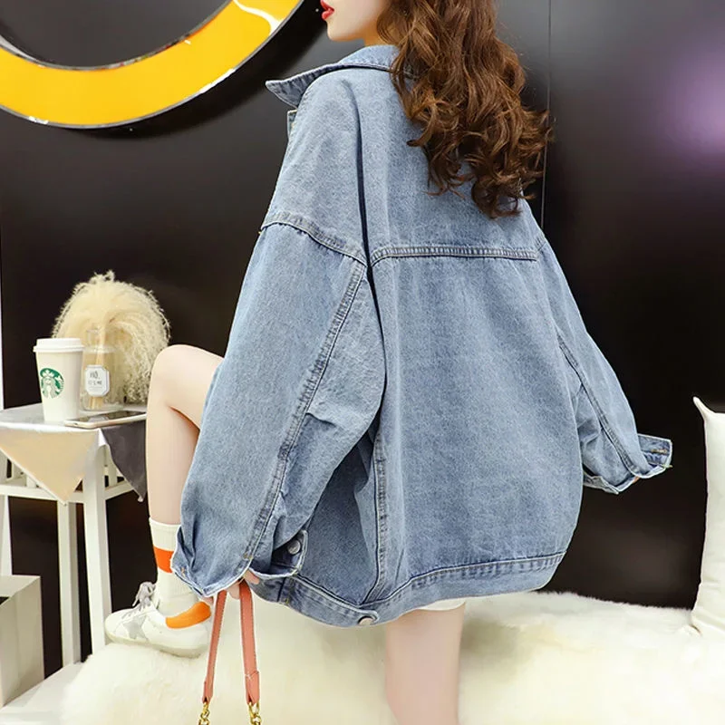 Denim Jackets Women Vintage Korean Style Elegant Female Oversize Leisure Bf Streetwear Coats Daily Simple Students Harajuku Chic