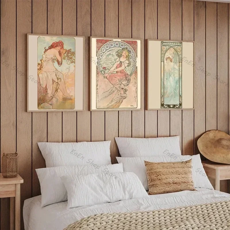 Les Saisons Goddess Wall Art Nordic Minimalist Aesthetics Canvas Painting for Living Room Modern Home Decor