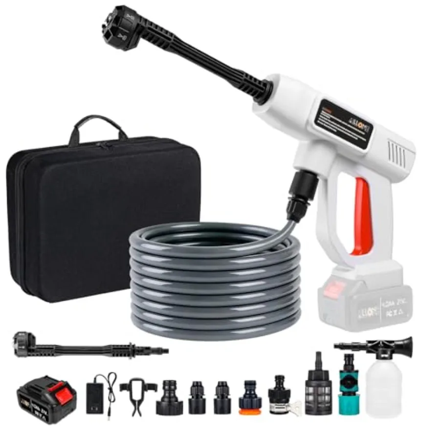 

Cordless Pressure Washer980PSI 21V Battery Powered Cordless Power Washer with 6-in-1 Nozzle Fast Charger Connectors Portable Ha