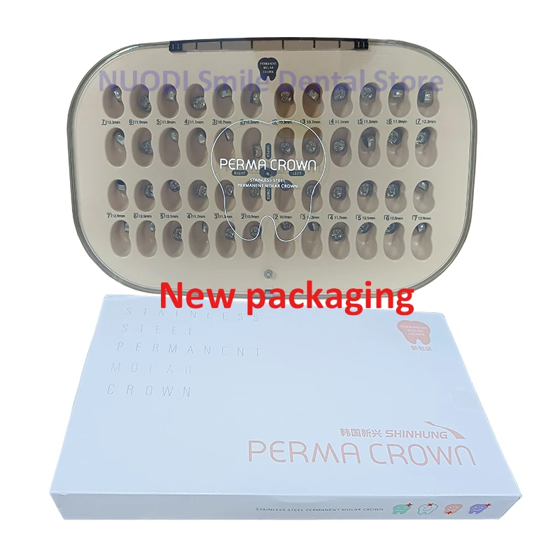 48Pcs Dental Perma Crown Permanent Stainless Steel Molar Crowns Kit Teeth Crowns Shinhung Orthodontic Accessories Brace for Kids