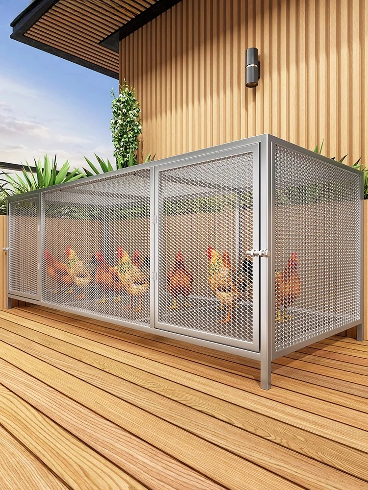 Outdoor chicken cage, large tube, dense mesh, rain proof, rural automatic manure cleaning, breeding cage, anti weasel