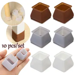 New Chair Leg Caps Silicone Square Table Cover Brown Color Furniture Feet Pads Floor Protectors