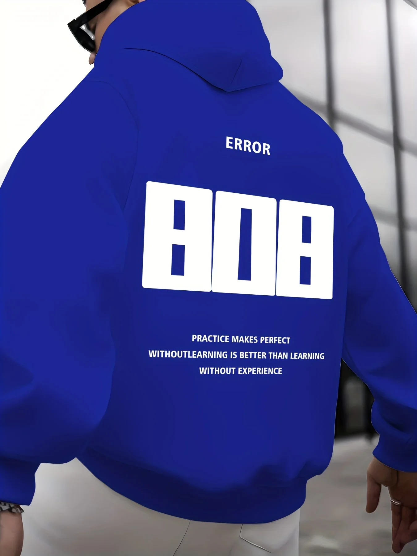 Men's Casual Loose Fit Hoodie "ERROR 808" Graphic Print Outdoor Activities Spring Fall Apparel Streetwear Fashion Comfortable