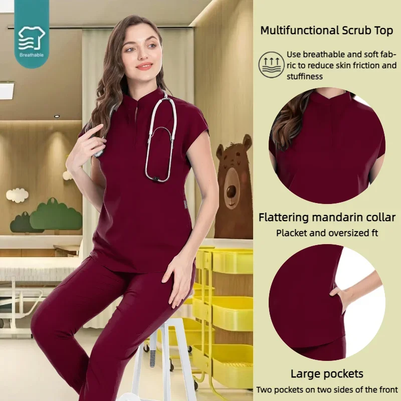 

Sale Medical Scrubs Uniform Doctor and Nurse Uniform Durable Dental Pediatric Quick-Dry Healthcare Services Set working clothes