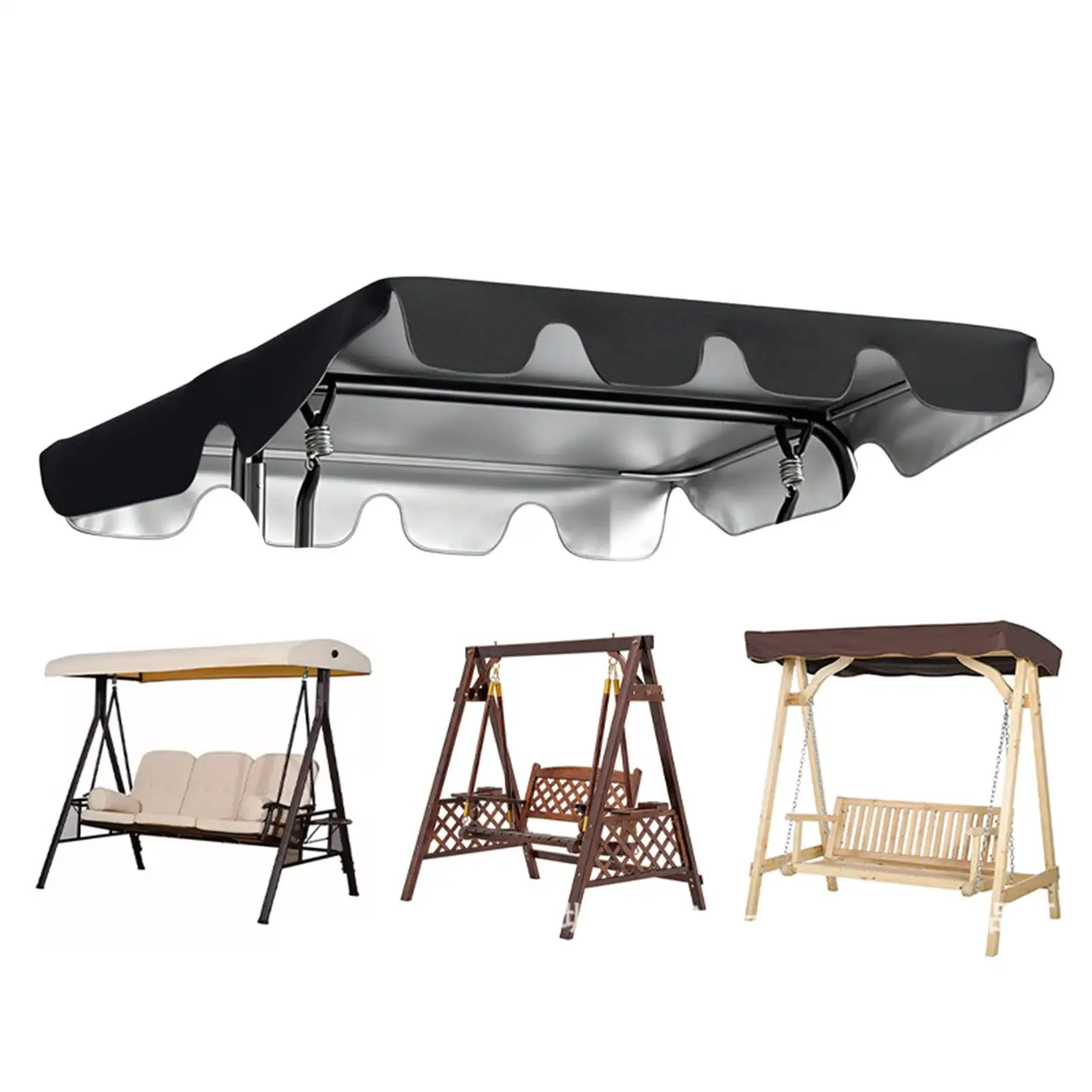 Swing Canopy Replacement Waterproof Windproof Sun Shade Garden Swing Seat Canopy Cover 65x45x6 Inch Outdoor Swing Roof Cover