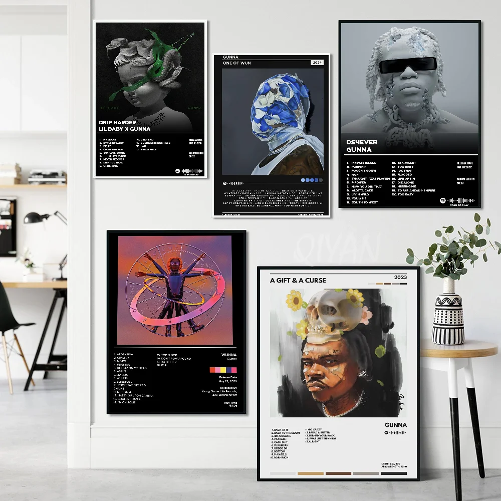 Hip-Hop Rapper Gunna Latest Pop Album Music Poster Self-adhesive Art Waterproof Paper Sticker Coffee House Bar Room Wall Decor