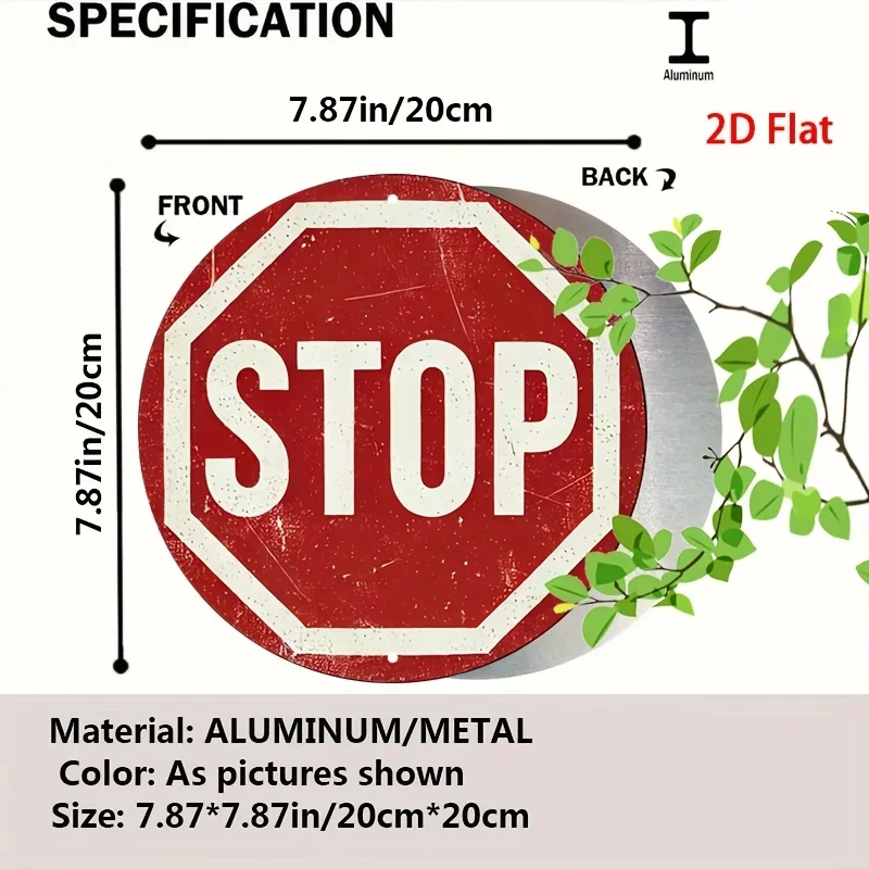 Vintage Distressed Stop Sign 2D Flat High Definition Metal Wall Art Sign Rustic Embossed Iron Painting Classic Road Traffic Warn