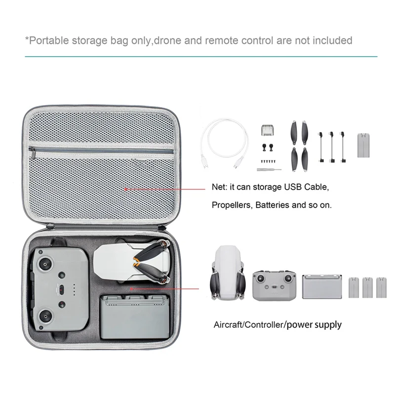 ملحقات الطائرة بدون طيار لـ DJI Mini 2/2 SE/Mini 4K حقيبة كتف محمولة للسفر مقاومة للماء صندوق حمل للتخزين من البولي يوريثان