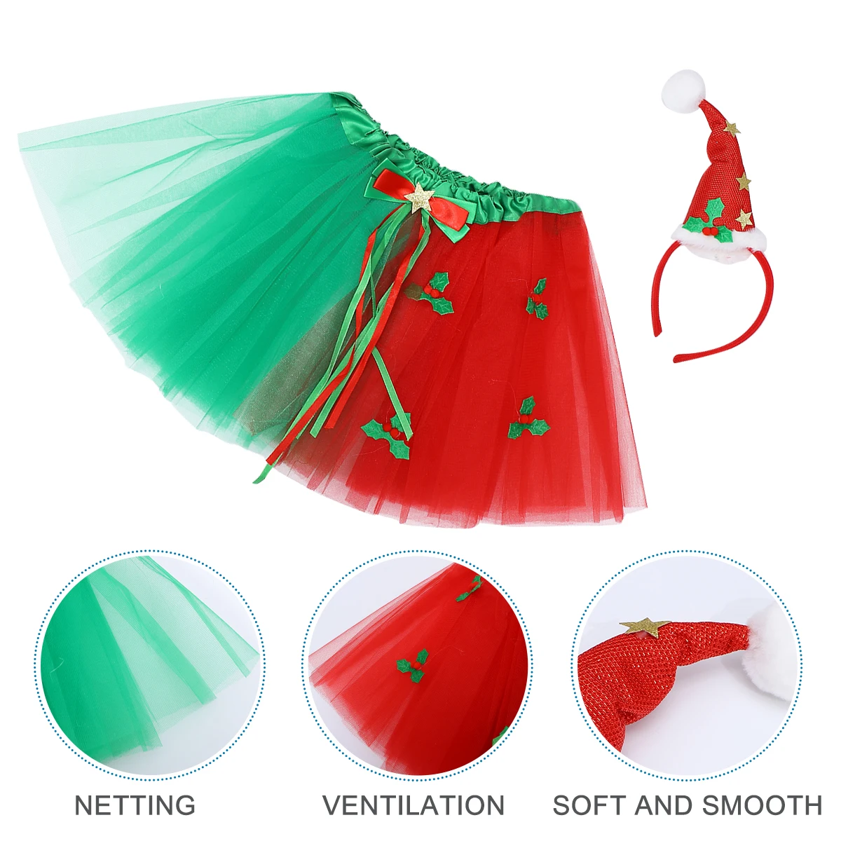 

Kids Christmas Costume Tutu Skirt Headb Mesh Child Apparel Premium Material Durable Use Great Kids Tutu Skirt Gift
