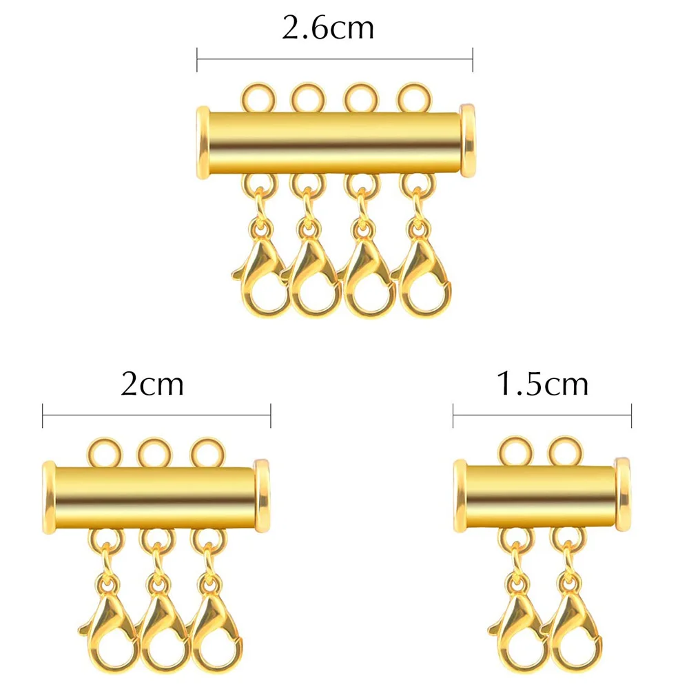 2pcs Multi Strand Necklace Layer Lobster Clasp Slide Magnet Tube Connector Locks Magnetic Separator  for Bracelet Jewelry Making