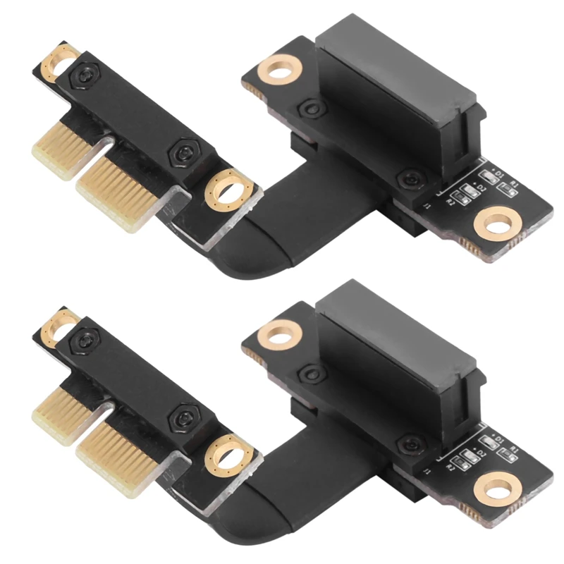 2X PCIE X1 Riser Cable Dual 90 Degree Right Angle Pcie 3.0 X1 To X1 Extension Cable 8Gbps PCI Express 1X Riser Card 5Cm