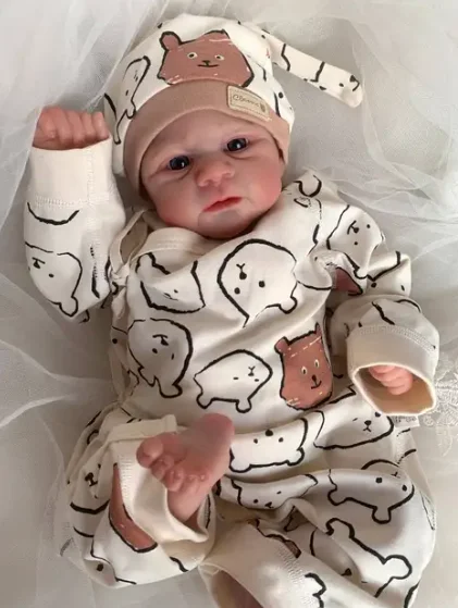Niedliche Hochwertige Silikon-Reborn-Puppe mit Stoffkörper Junge Mädchen Zwillinge Realistisch Aussehende Puppe Weiche Lebensechte Neugeborenen-Puppe mit Handbemaltem Haar