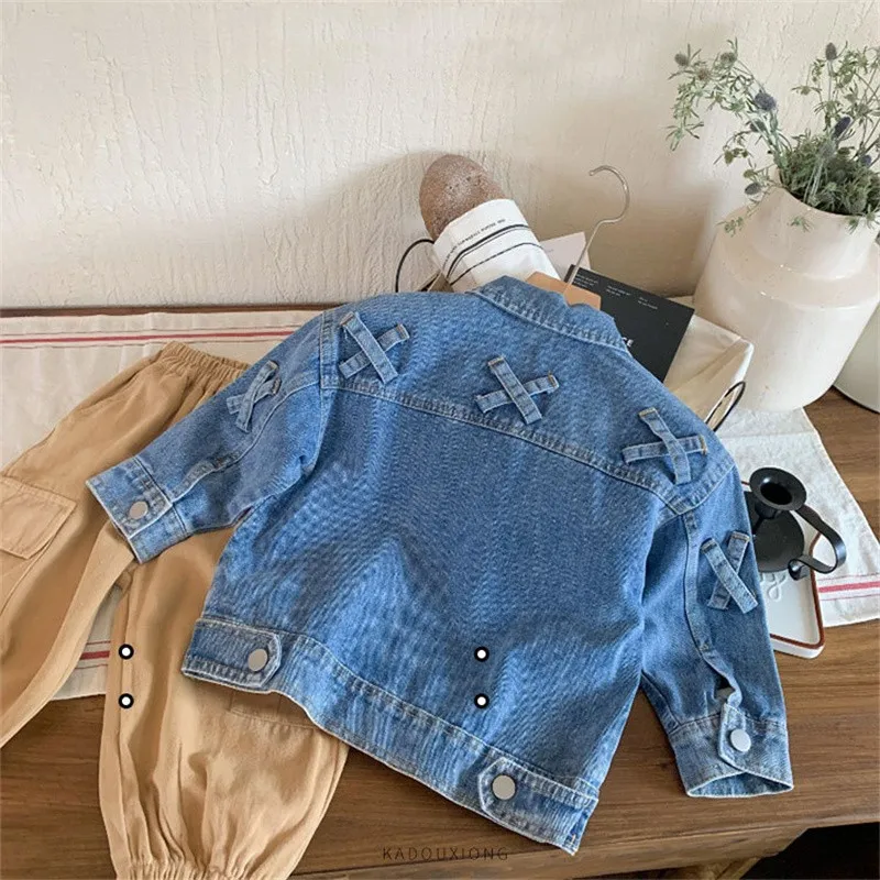 Boys Coat Jacket Cotton Outerwear Overcoat 2023 Blue Jean Spring Autumn Teenagers  Gift Top Children\'s Clothing