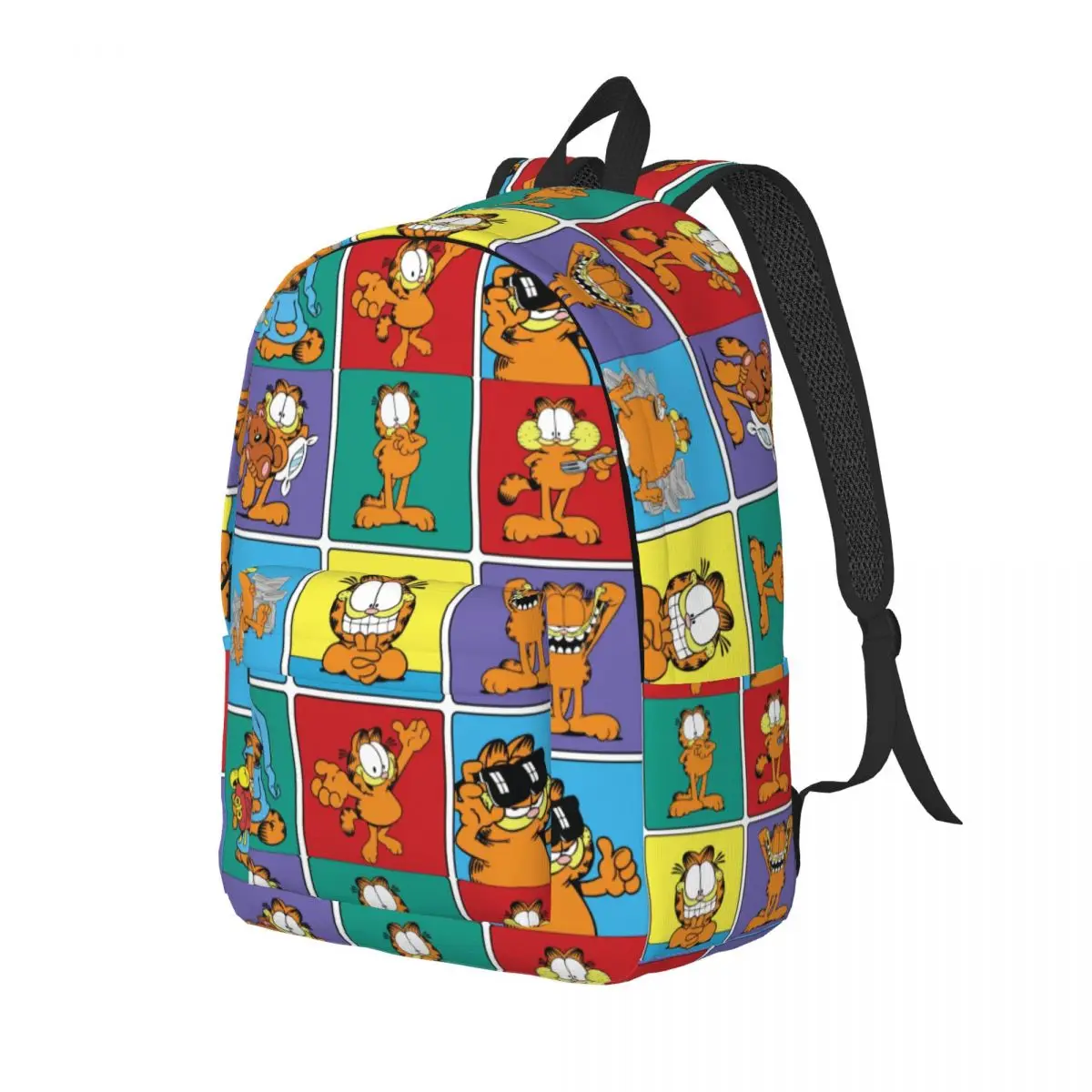 Garfield Cat Funny Meme Canvas Mochilas, Resistente à água, Cartoon Comic Bag, Bookbag de impressão para homens e mulheres, School College