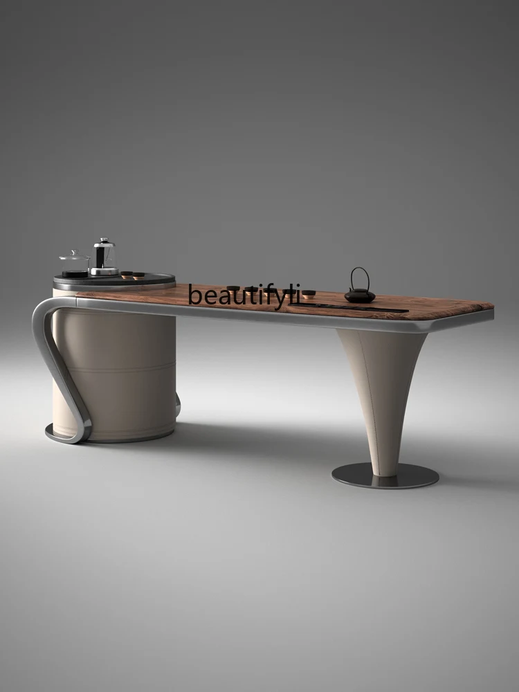 

North American black walnut tea table tea table desk office integrated light luxury minimalist
