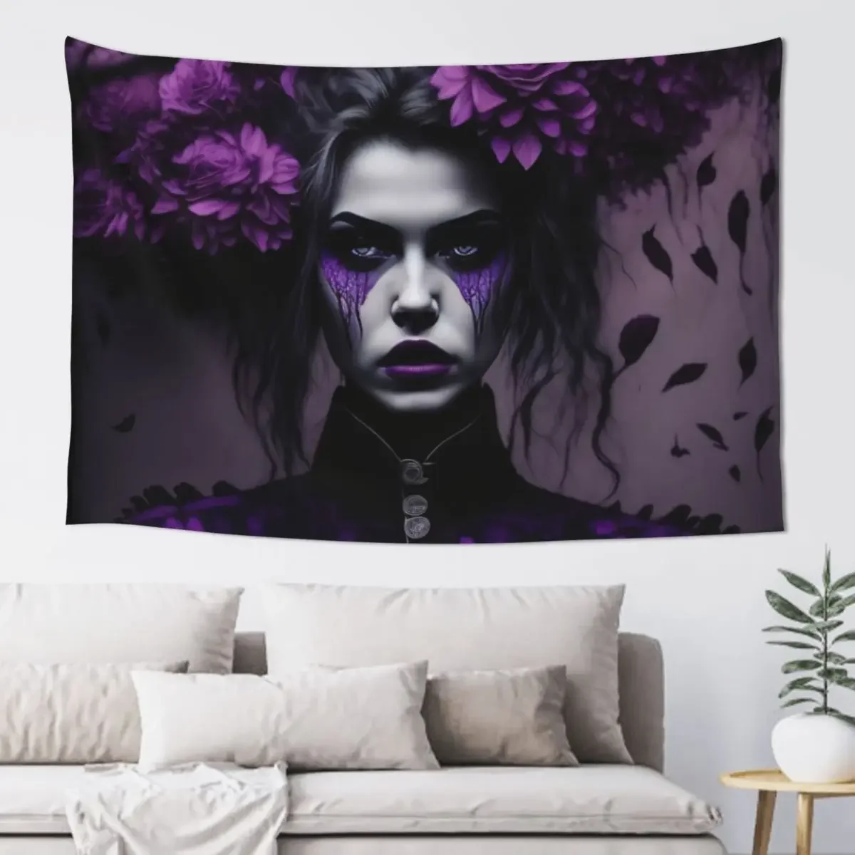 Gothic Purple Head Flowers by Perceptual Paradox Creations Tapestry Wall Deco Tapete For The Wall Tapestry