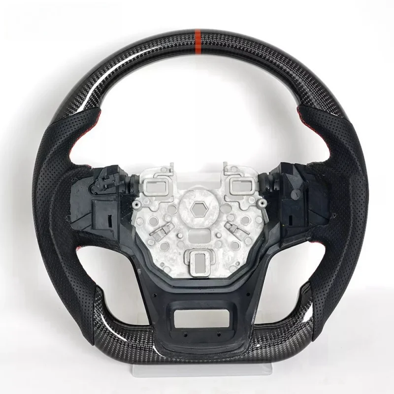 Volante in vera fibra di carbonio per Ford Bronco 2021-2024 volante sportivo piatto in pelle perforata accessori per auto modificati