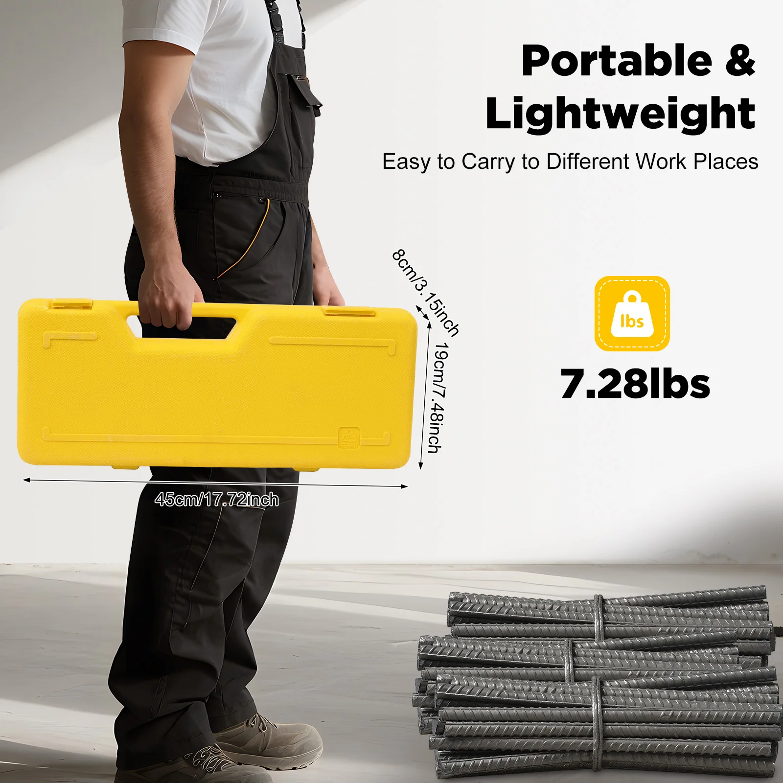 قاطع حديد التسليح الهيدروليكي 8T نطاق القطع 0.16-0.63 بوصة مع مقبض غير قابل للانزلاق وصندوق أدوات محمول للبناء