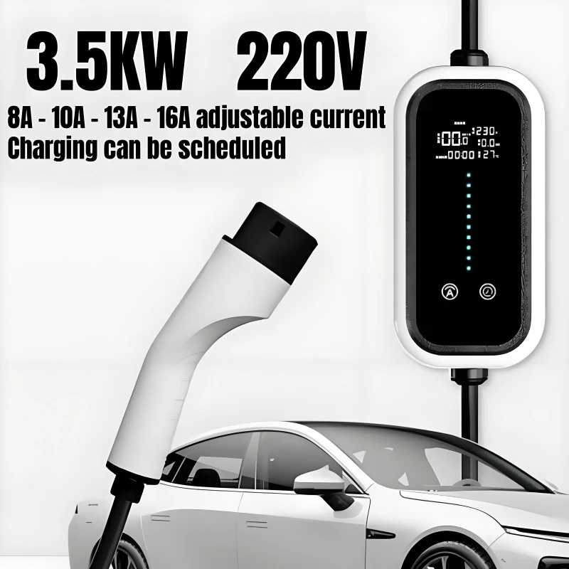 

220V 16A 3.5KW Portable EV Charger Type2 Charging Cable IEC62196 Wallbox Cord Schuko Plug for Electric Vehicle