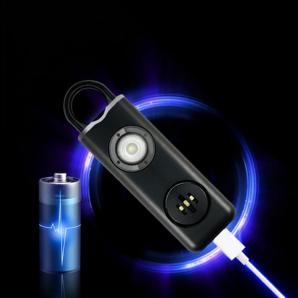 Rechargeable Personal Security Alarm Keychain Loud Siren For Women Students Emergency Self Defense Safety Accessory