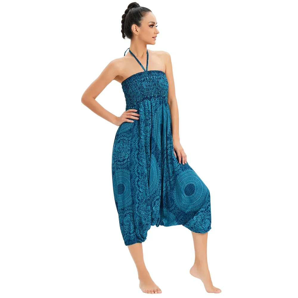 Pantalones bohemios de rayón para Mujer, Pantalones Hippie de cintura alta, Harem holgado, ropa de Yoga bohemia para Mujer, Calca femenina estampada