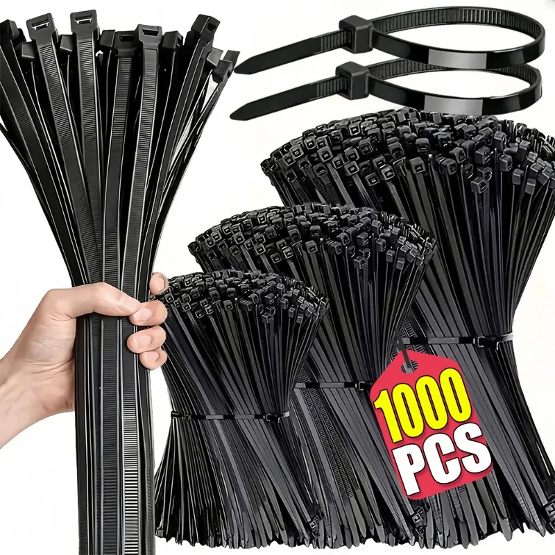 Nylon Cable Ties Self-locking Cord Ties Straps Adjustable Cables Fastening Loop Home Office Wire Zip Ties Home Storage Tools