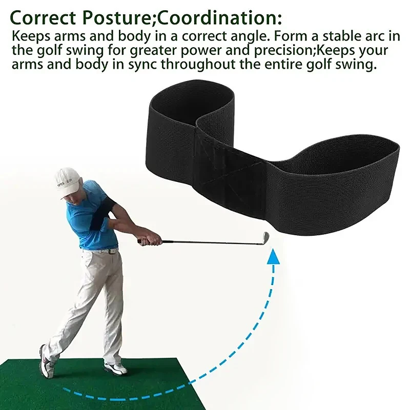 クリエイティブな黒の練習ガイド、トレーニングエイド、アウトドアトレーニング、矯正アームバンドを備えたゴルフスイングエクササイザー