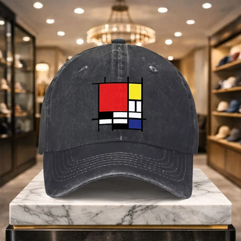 Piet Mondrian Inspired Adjustable Casual Baseball Cap for Outdoor & Everyday Wear, Street Style