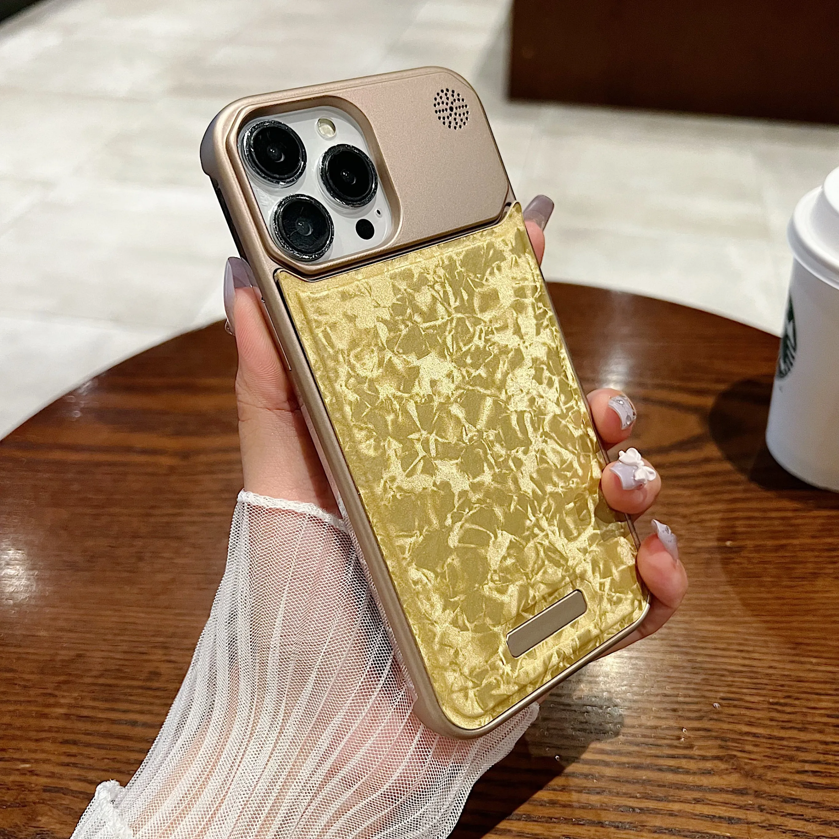 For iPhone 16 15 14 13 12 Pro Max 16Plus Glitter Colorful Shell Pattern Phone Case Plating Frame Shock Protection Aroma PU Cover