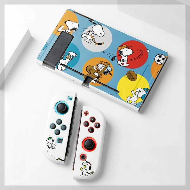 Cute Snoopy Cartoon TPU Soft Case Joycon Protective Shell Cover for Nintendo Switch NS OLED Console Crystal Cases Accessories