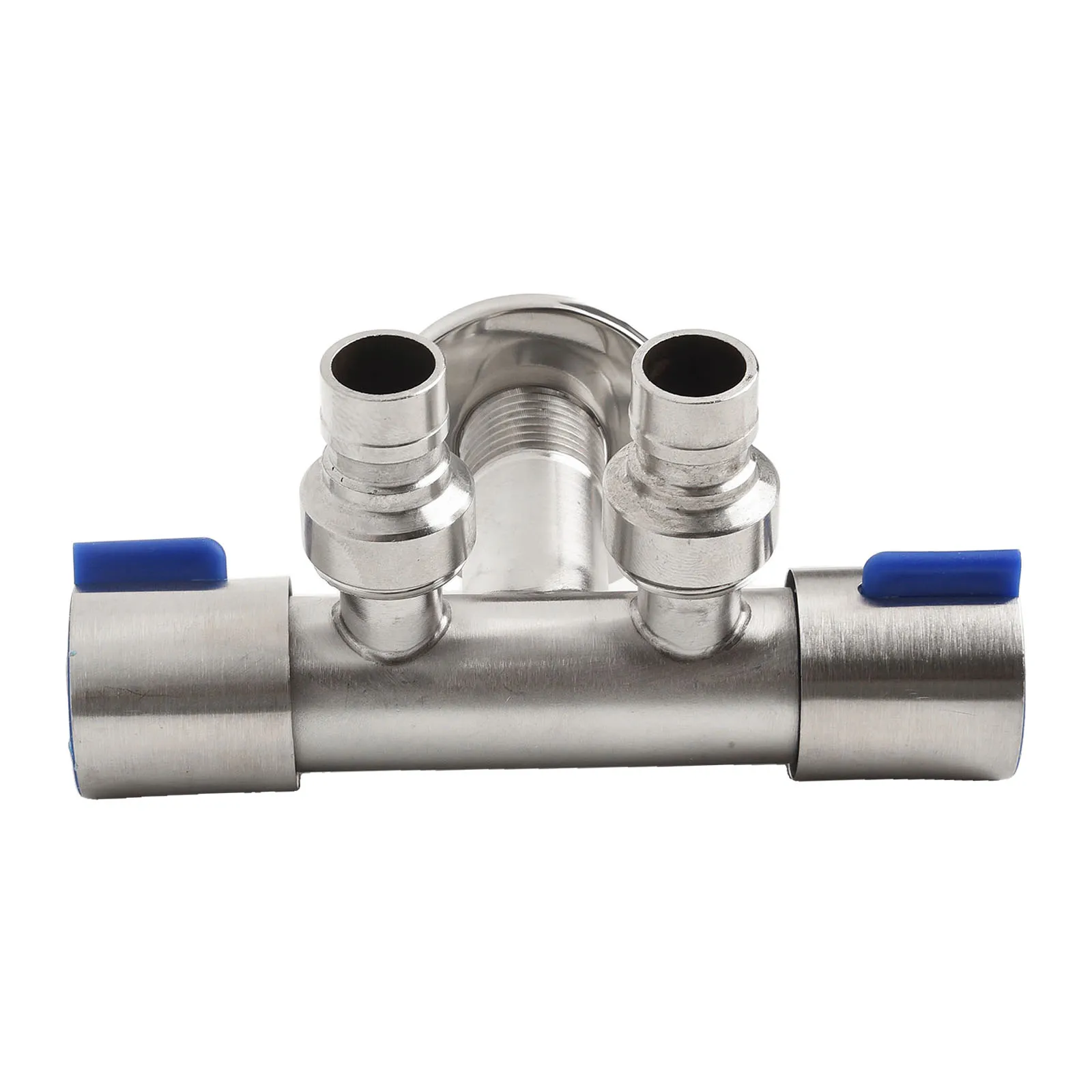 Premium Stainless Steel Double Outlet Water Valve  Dual Control Angle Valve for Bathroom and Washing Machines Silver