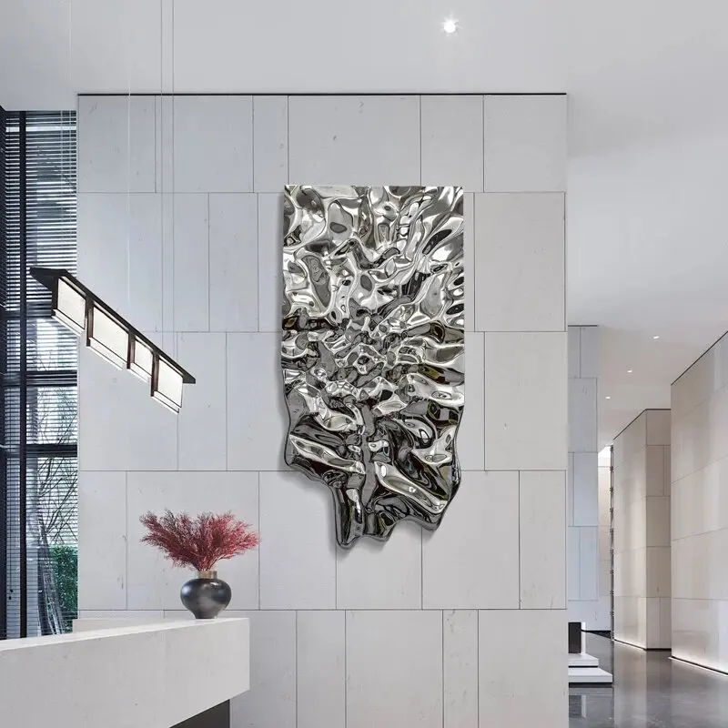 Modern stainless steel wall hanging decoration, European creative water ripple living room background wall decoration BB641WS