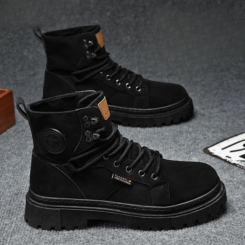 Man Shoes Platform Lace Up Rubber Boots for Men High Cut Spring Autumn Quality Y2k Vintage Retro Designer Casual Cheap Offer New
